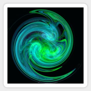 AQUA BLUE GREEN LIGHT VORTEX Fractal Swirl In Black Sticker